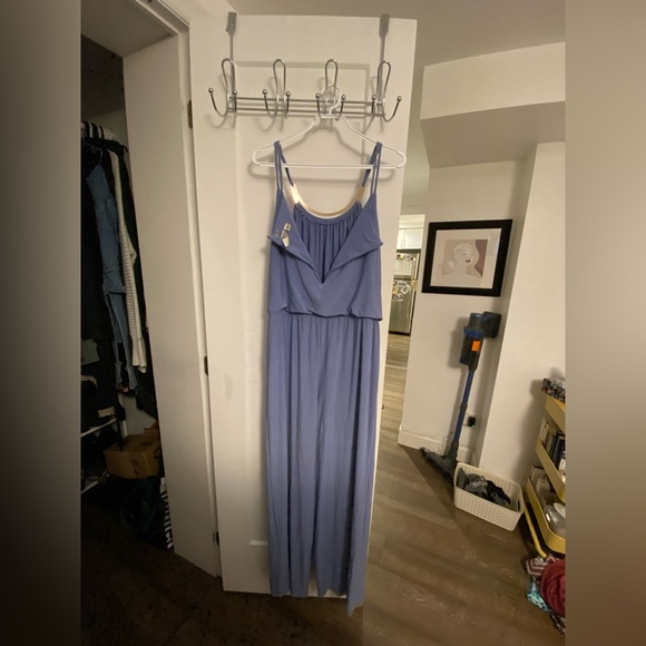 Wide-leg Blue Jumpsuit - Picture 3 of 5